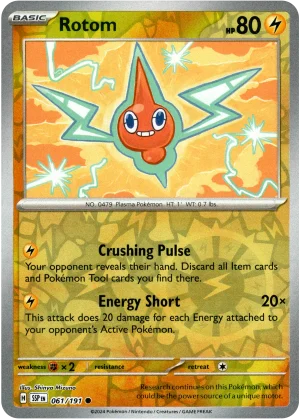 Rotom 061/191 Scarlet and Violet Surging Sparks Reverse Holo Common Pokemon Card