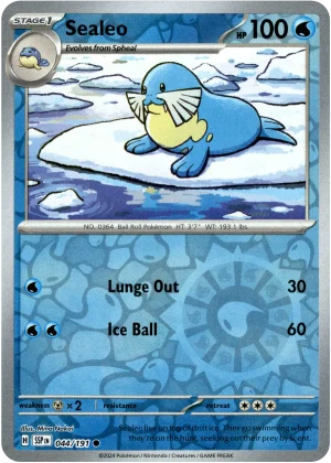 Sealeo 044/191 Scarlet and Violet Surging Sparks Reverse Holo Common Pokemon Card