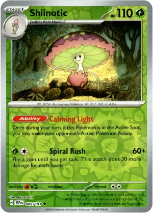 Shiinotic 009/191 Scarlet and Violet Surging Sparks Reverse Holo Uncommon Pokemon Card