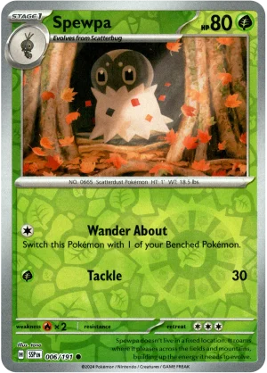 Spewpa 006/191 Scarlet and Violet Surging Sparks Reverse Holo Common Pokemon Card