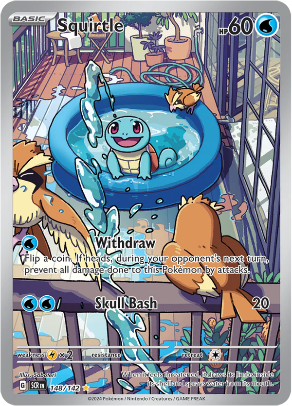 Squirtle 148/142 Scarlet and Violet Stellar Crown Illustration Rare Pokemon Card