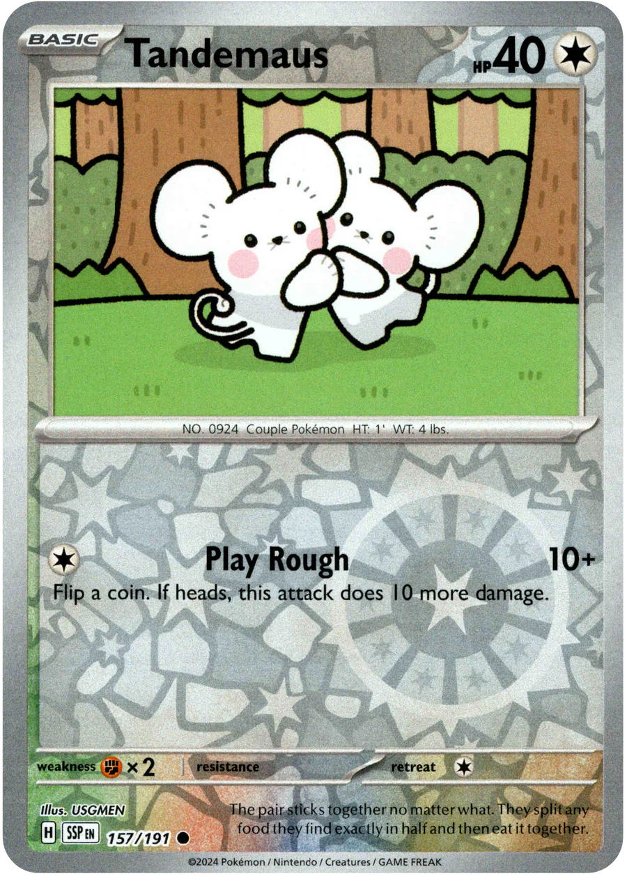 Tandemaus 157/191 Scarlet and Violet Surging Sparks Reverse Holo Common Pokemon Card