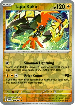Tapu Koko 065/191 Scarlet and Violet Surging Sparks Reverse Holo Rare Pokemon Card