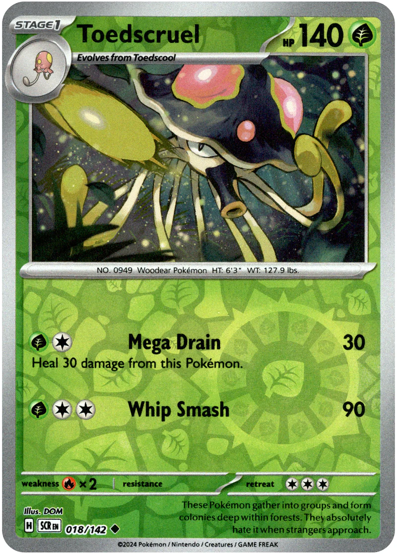 Toedscruel 018/142 Scarlet and Violet Stellar Crown Reverse Holo Uncommon Pokemon Card