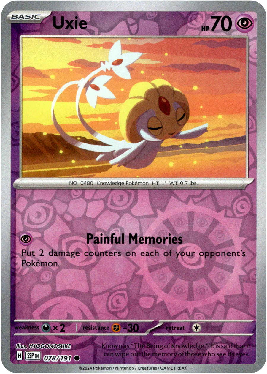 Uxie 078/191 Scarlet and Violet Surging Sparks Reverse Holo Common Pokemon Card