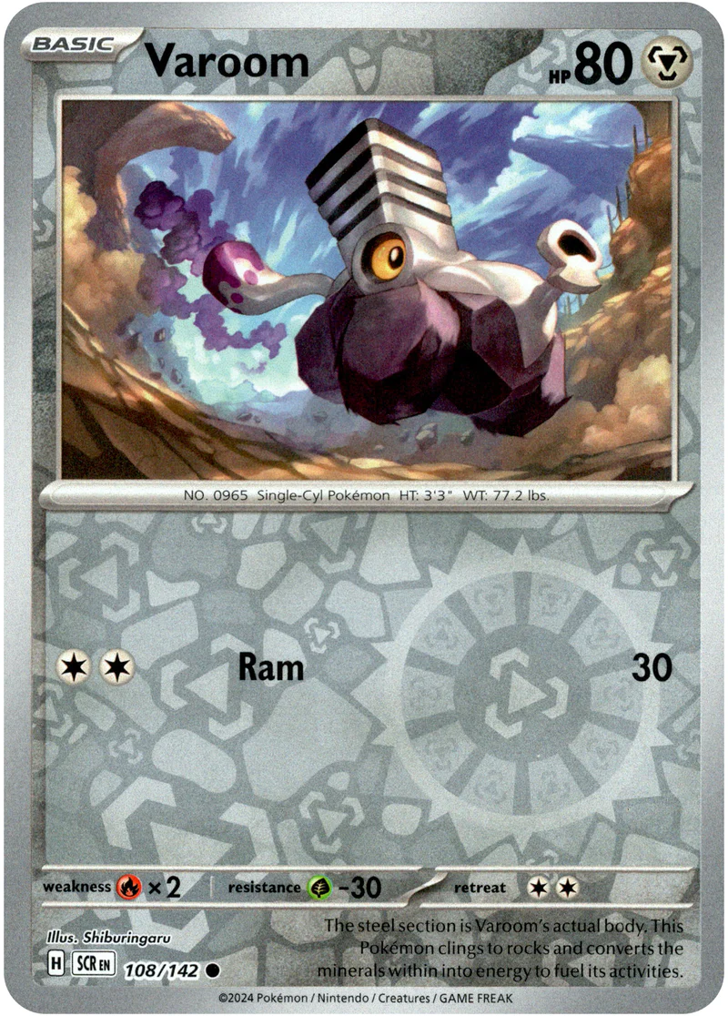 Varoom 108/142 Scarlet and Violet Stellar Crown Reverse Holo Common Pokemon Card