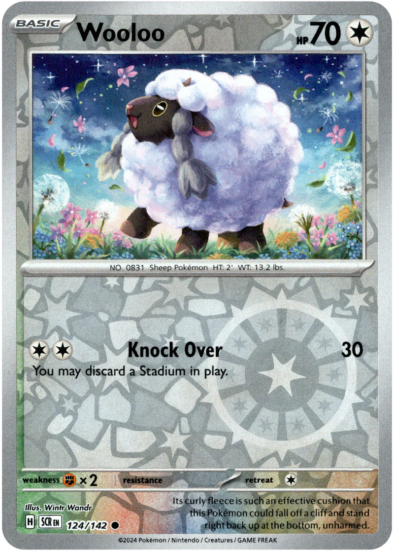 Wooloo 124/142 Scarlet and Violet Stellar Crown Reverse Holo Common Pokemon Card