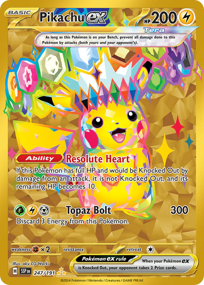 Pikachu ex 247/191 Scarlet and Violet Surging Sparks Gold Rare Pokemon Card | Gogi Collectables Pikachu ex 247/191 Scarlet and Violet Surging Sparks Gold Rare Pokemon Card | Gogi Collectables