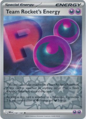 Team Rocket's Energy 182/182 Scarlet and Violet Destined Rivals Reverse Holo Trainer Uncommon Pokemon Card