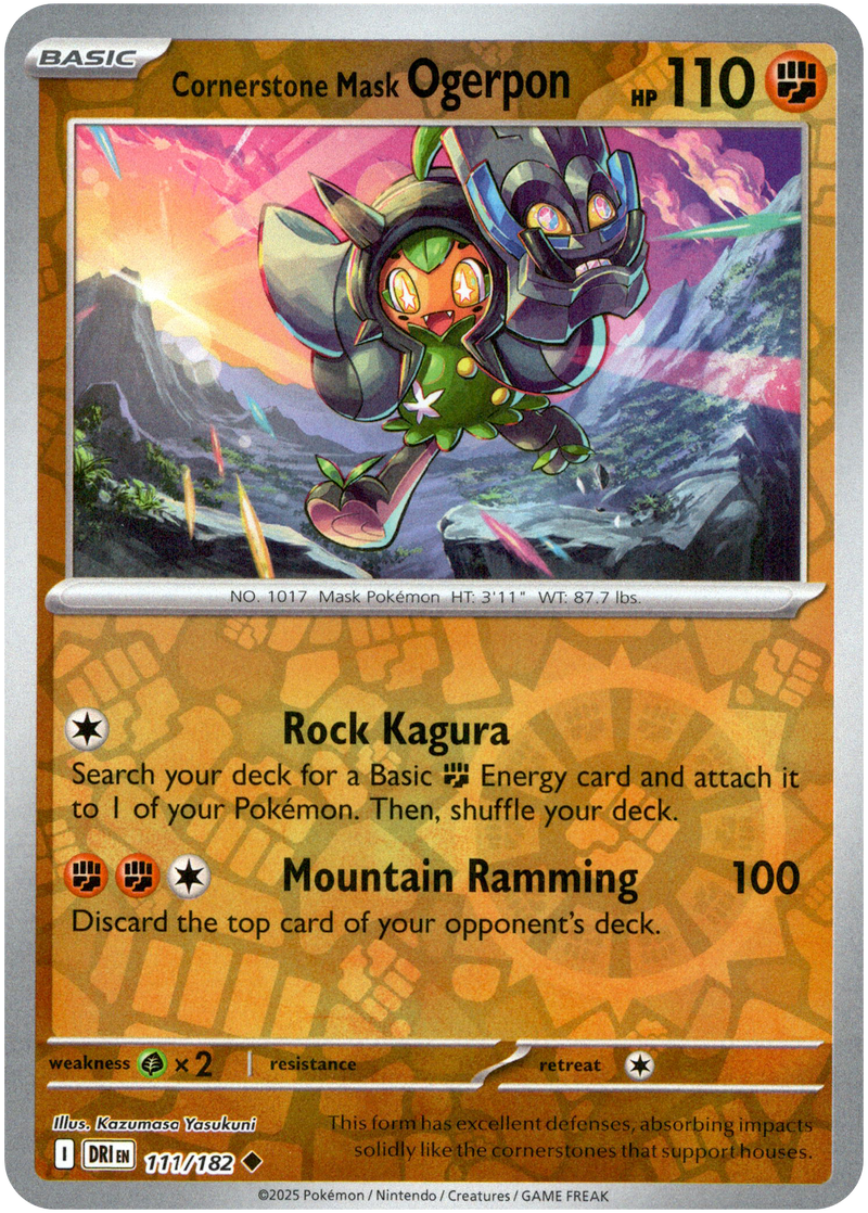 Cornerstone Mask Ogerpon 111/182 Scarlet and Violet Destined Rivals Reverse Holo Uncommon Pokemon Card