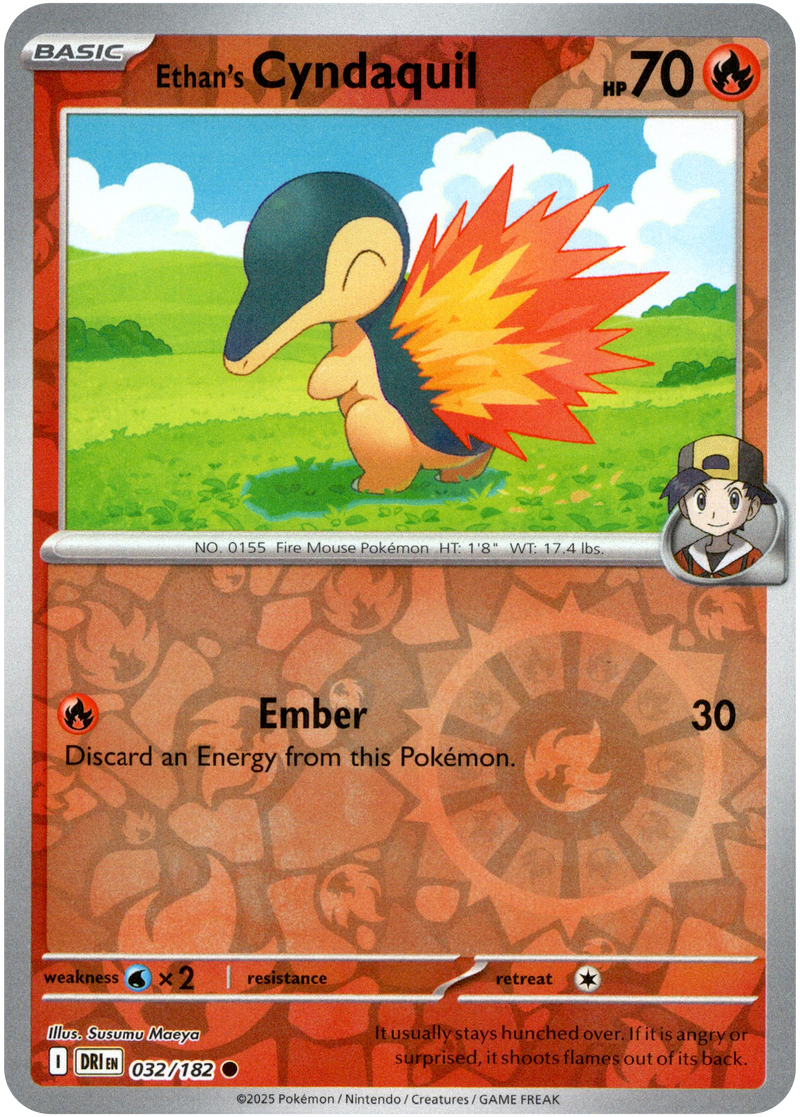 Ethan's Cyndaquil 032/182 Scarlet and Violet Destined Rivals Reverse Holo Common Pokemon Card