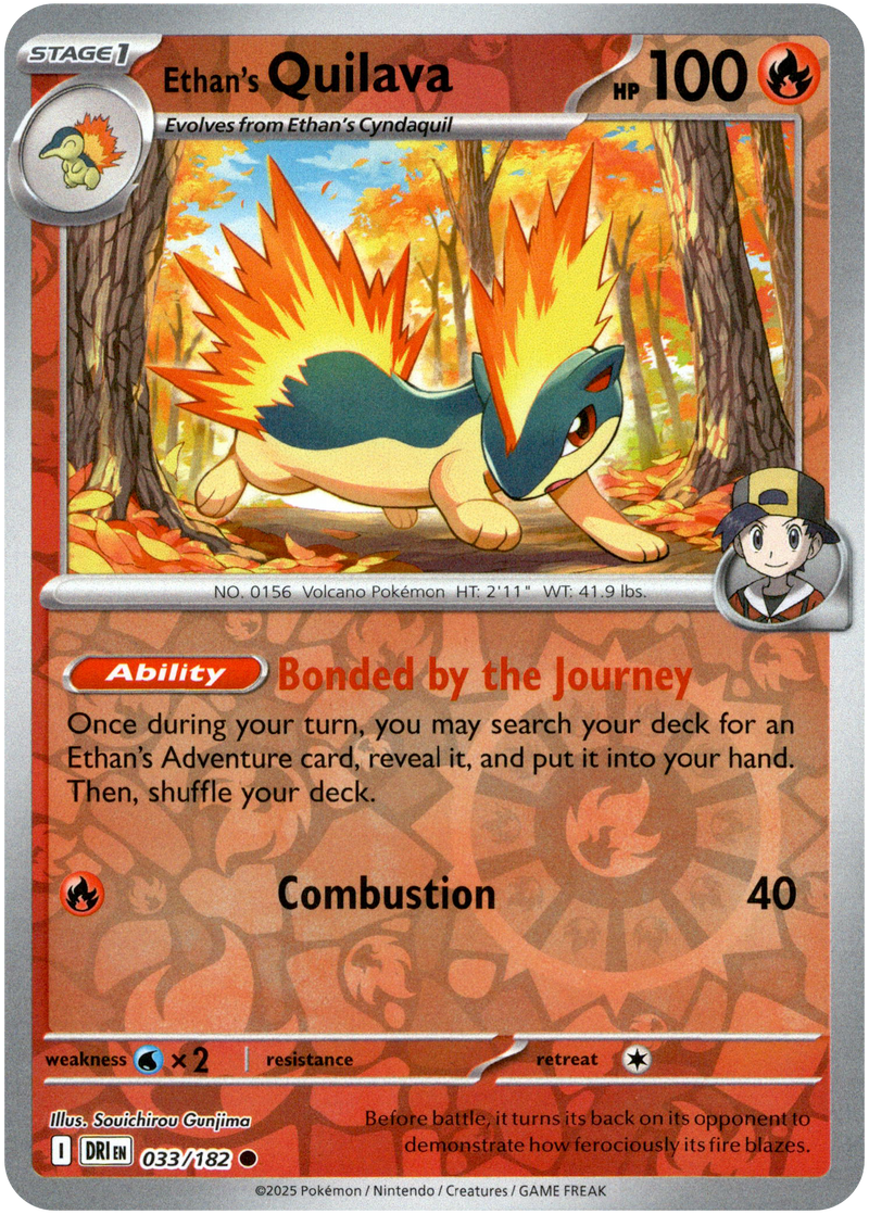 Ethan's Quilava 033/182 Scarlet and Violet Destined Rivals Reverse Holo Common Pokemon Card