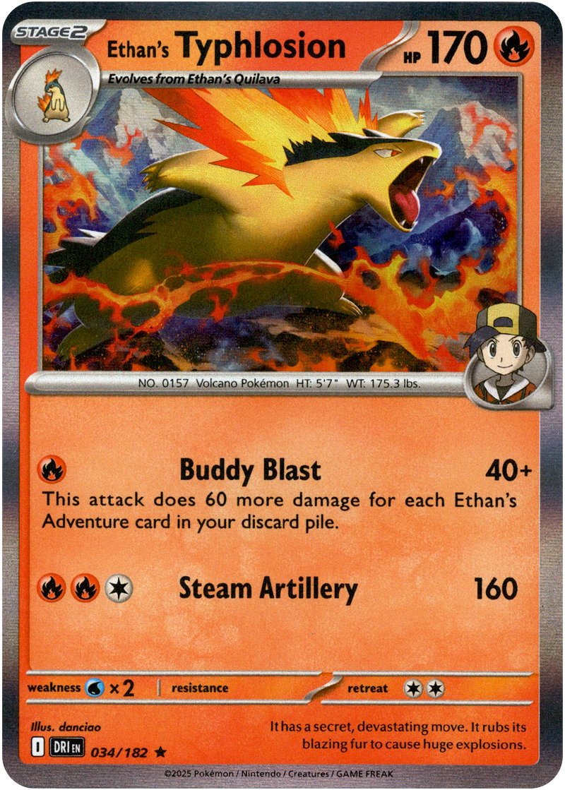 Ethan's Typhlosion 034/182 Scarlet and Violet Destined Rivals Holo Rare Pokemon Card