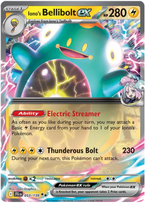 Iono's Bellibolt ex 053/159 Scarlet and Violet Journey Together Ultra Rare Pokemon Card