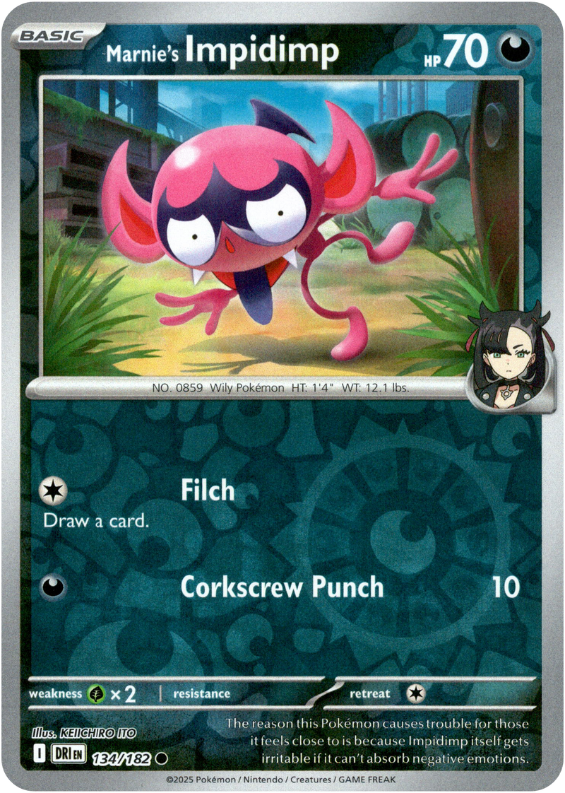 Marnie's Impidimp 134/182 Scarlet and Violet Destined Rivals Reverse Holo Common Pokemon Card