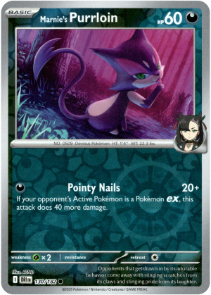 Marnie's Purrloin 130/182 Scarlet and Violet Destined Rivals Reverse Holo Common Pokemon Card