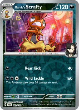 Marnie's Scrafty 133/182 Scarlet and Violet Destined Rivals Reverse Holo Uncommon Pokemon Card