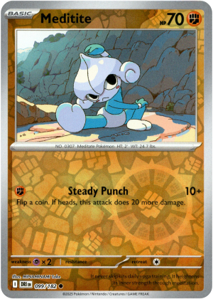 Meditite 099/182 Scarlet and Violet Destined Rivals Reverse Holo Common Pokemon Card