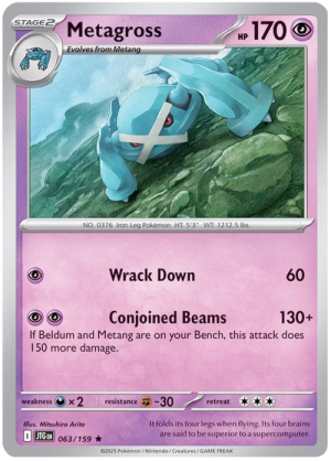 Metagross 063/159 Scarlet and Violet Journey Together Holo Rare Pokemon Card