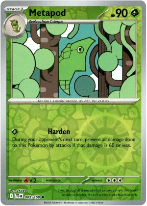 Metapod 002/159 Scarlet and Violet Journey Together Reverse Holo Common Pokemon Card