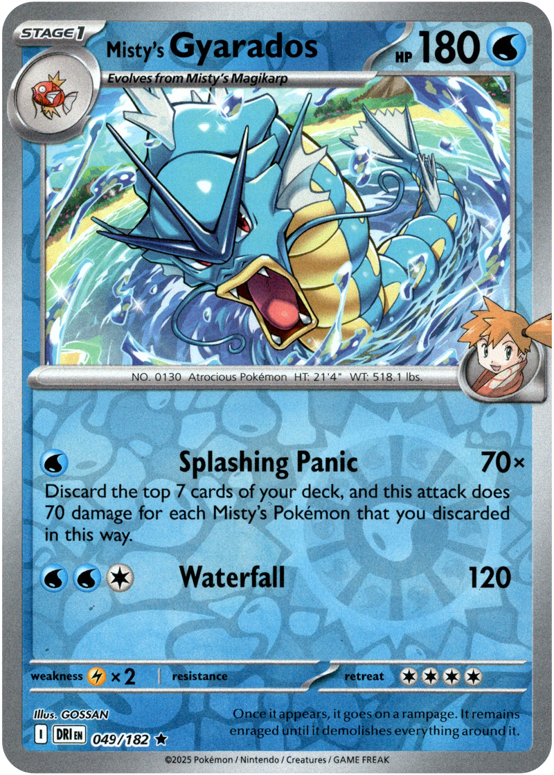 Misty's Gyarados 049/182 Scarlet and Violet Destined Rivals Reverse Holo Rare Pokemon Card