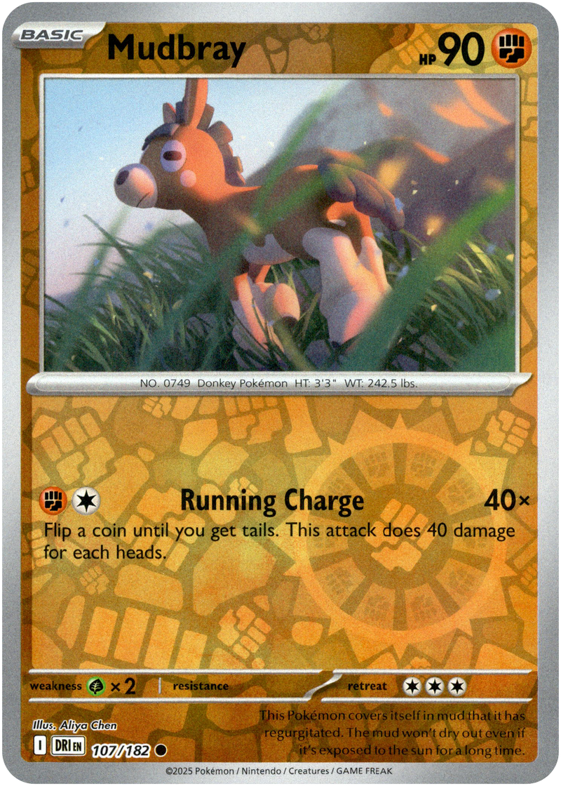 Mudbray 107/182 Scarlet and Violet Destined Rivals Reverse Holo Common Pokemon Card