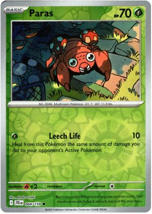 Paras 004/159 Scarlet and Violet Journey Together Reverse Holo Common Pokemon Card