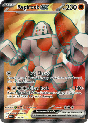 Regirock ex 214/182 Scarlet and Violet Destined Rivals Full Art Rare Pokemon Card