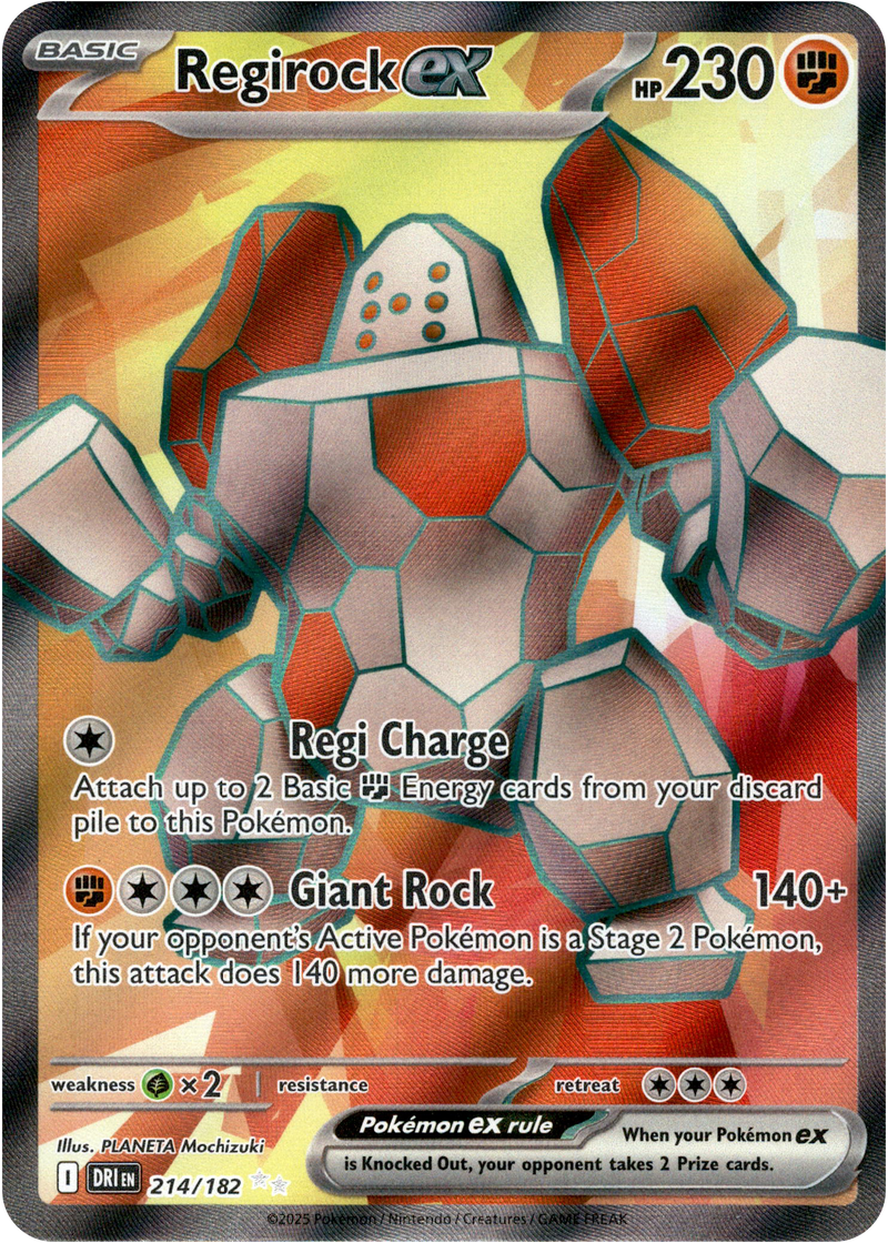 Regirock ex 214/182 Scarlet and Violet Destined Rivals Full Art Rare Pokemon Card