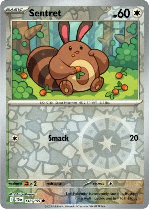 Sentret 118/159 Scarlet and Violet Journey Together Reverse Holo Common Pokemon Card