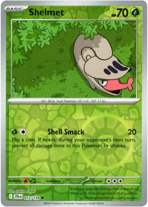 Shelmet 012/159 Scarlet and Violet Journey Together Reverse Holo Common Pokemon Card