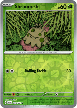 Shroomish 005/182 Scarlet and Violet Destined Rivals Reverse Holo Common Pokemon Card