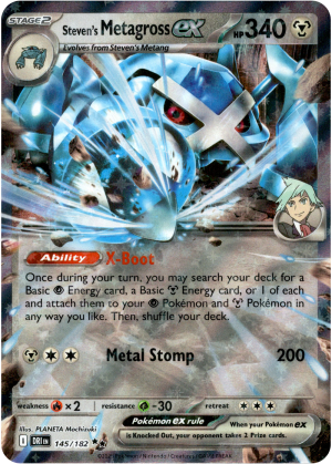 Steven's Metagross ex 145/182 Scarlet and Violet Destined Rivals Ultra Rare Pokemon Card