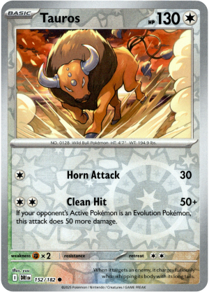 Tauros 152/182 Scarlet and Violet Destined Rivals Reverse Holo Common Pokemon Card