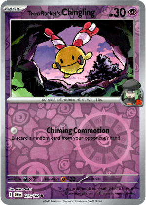 Team Rocket's Chingling 085/182 Scarlet and Violet Destined Rivals Reverse Holo Common Pokemon Card