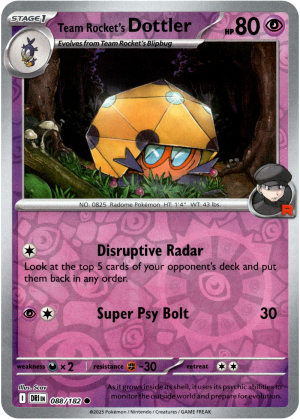 Team Rocket's Dottler 088/182 Scarlet and Violet Destined Rivals Reverse Holo Common Pokemon Card