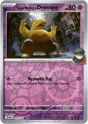 Team Rocket's Drowzee 079/182 Scarlet and Violet Destined Rivals Reverse Holo Common Pokemon Card
