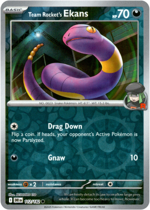 Team Rocket's Ekans 112/182 Scarlet and Violet Destined Rivals Reverse Holo Common Pokemon Card