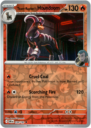 Team Rocket's Houndoom 038/182 Scarlet and Violet Destined Rivals Reverse Holo Uncommon Pokemon Card
