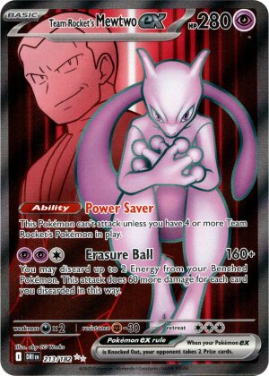 Team Rocket's Mewtwo ex 213/182 Scarlet and Violet Destined Rivals Full Art Rare Pokemon Card