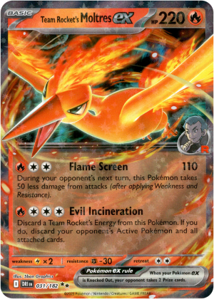 Team Rocket's Moltres ex 031/182 Scarlet and Violet Destined Rivals Ultra Rare Pokemon Card