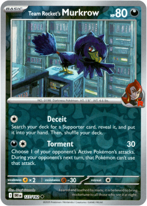 Team Rocket's Murkrow 127/182 Scarlet and Violet Destined Rivals Reverse Holo Uncommon Pokemon Card