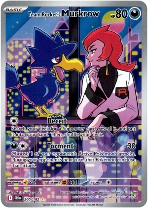 Team Rocket's Murkrow 200/182 Scarlet and Violet Destined Rivals Illustration Rare Pokemon Card
