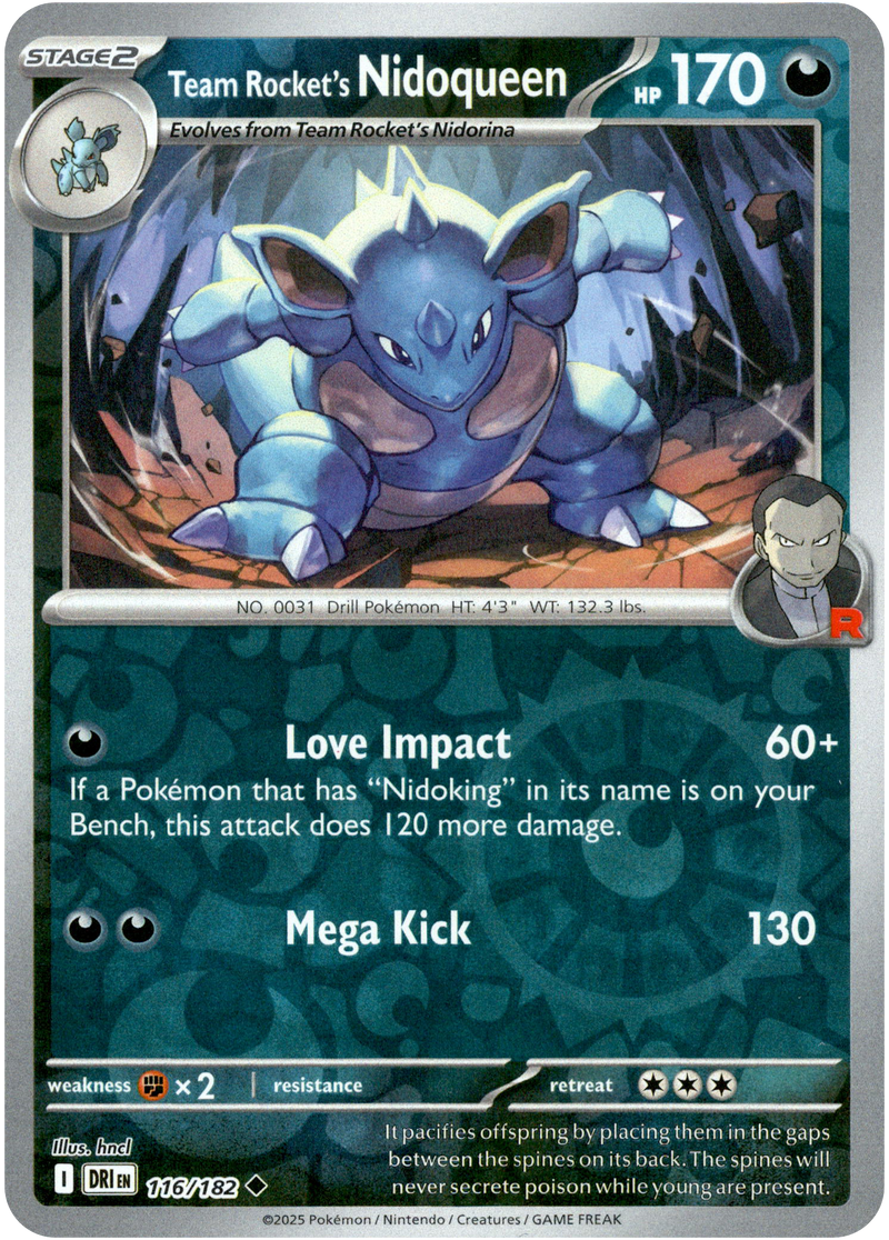 Team Rocket's Nidoqueen 116/182 Scarlet and Violet Destined Rivals Reverse Holo Uncommon Pokemon Card