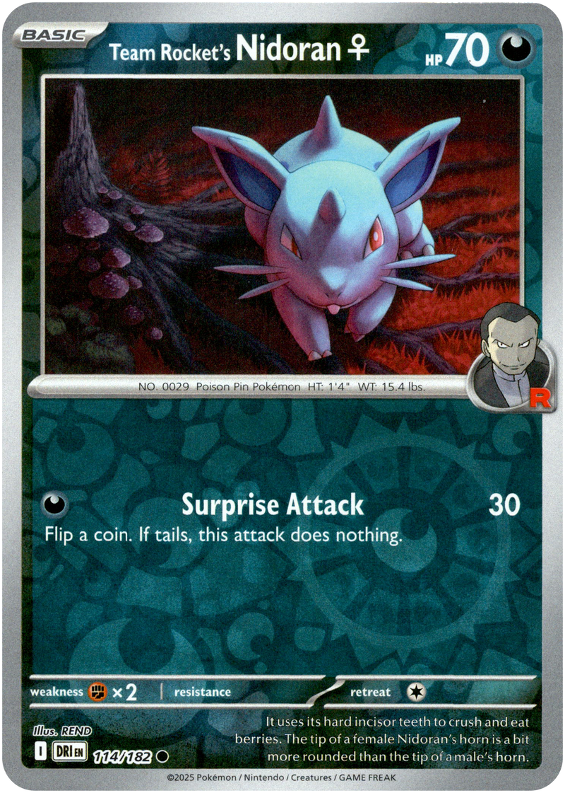 Team Rocket's Nidoran 114/182 Scarlet and Violet Destined Rivals Reverse Holo Common Pokemon Card