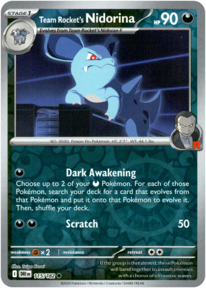 Team Rocket's Nidorina 115/182 Scarlet and Violet Destined Rivals Reverse Holo Common Pokemon Card