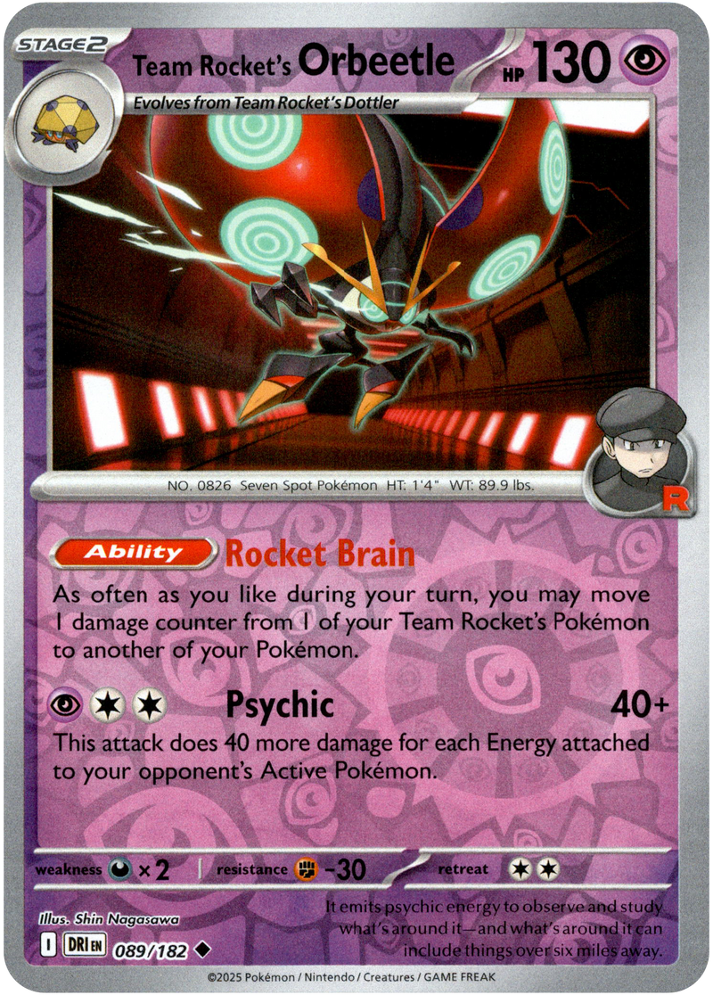 Team Rocket's Orbeetle 089/182 Scarlet and Violet Destined Rivals Reverse Holo Uncommon Pokemon Card