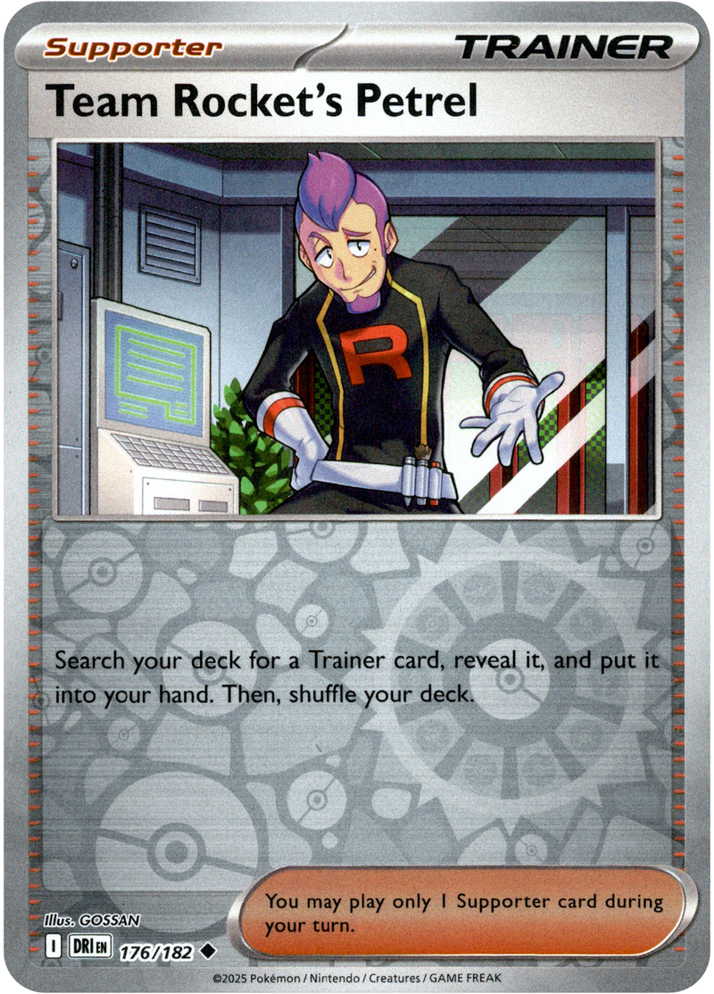 Team Rocket's Petrel 176/182 Scarlet and Violet Destined Rivals Reverse Holo Trainer Uncommon Pokemon Card