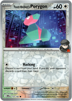 Team Rocket's Porygon 153/182 Scarlet and Violet Destined Rivals Reverse Holo Common Pokemon Card