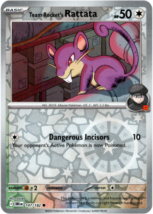 Team Rocket's Rattata 147/182 Scarlet and Violet Destined Rivals Reverse Holo Common Pokemon Card